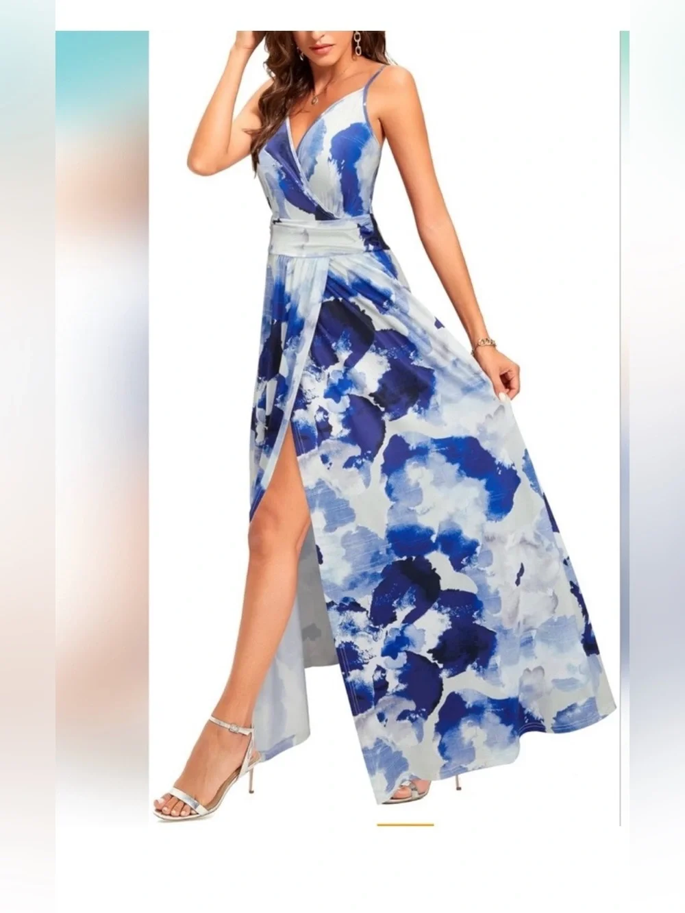 Blue Floral Wrap Maxi Skirt - Elegant Women’s Skirt